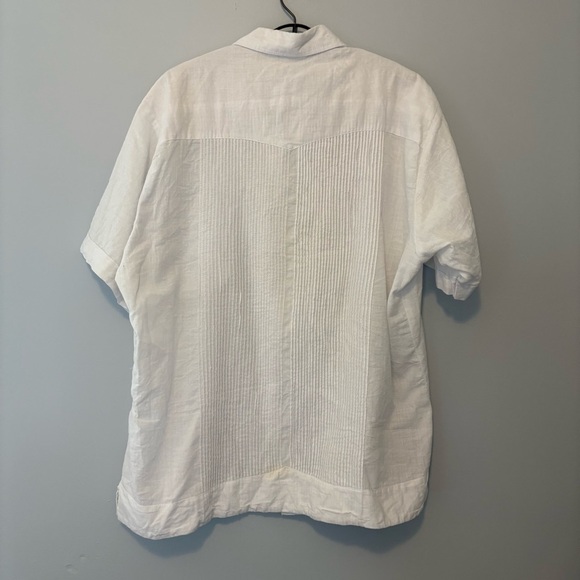 Mr. Buho White Linen Blend Short Sleeve Shirt XL Made in Mexico - Picture 6 of 9